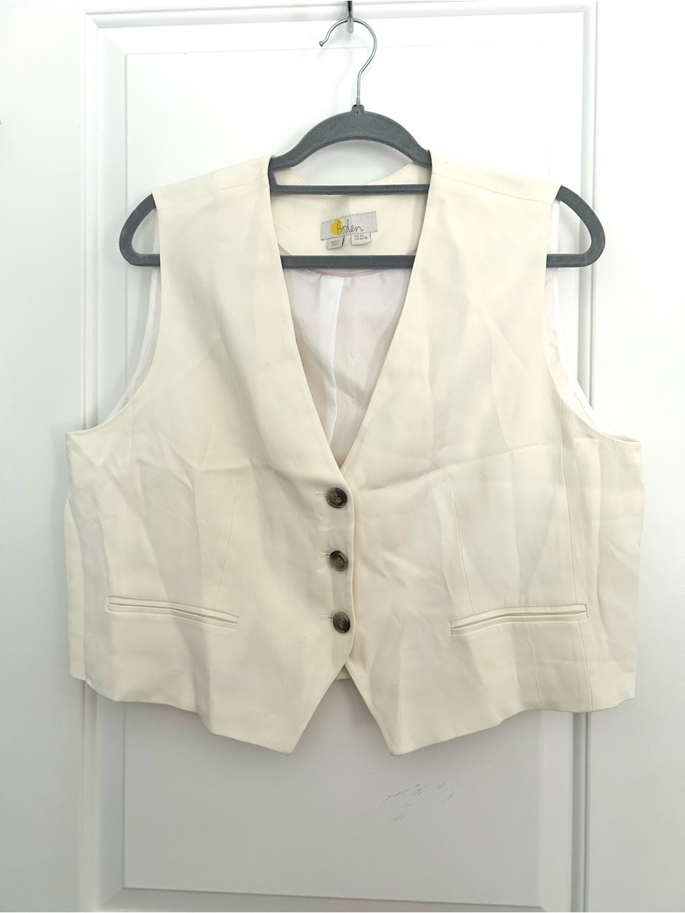 Boden White Cropped Vest Office Siren